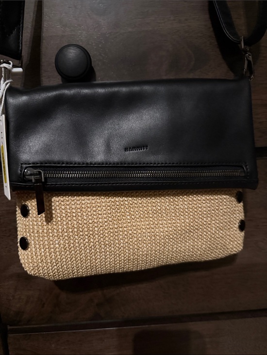 Hammitt Handbags - Hammitt Black Leather and Natural Woven Crossbody NWT